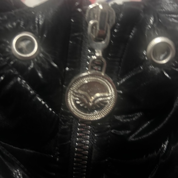 Women's black quilted bomber jacket with skull graphics from zak women - Picture 7 of 8